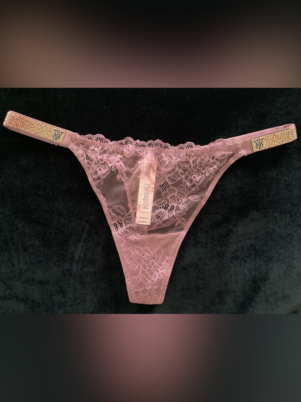 NWT Victoria's Secret VERY SEXY Sz XL Purple Lace Ombre Shine Strap Thong Panty